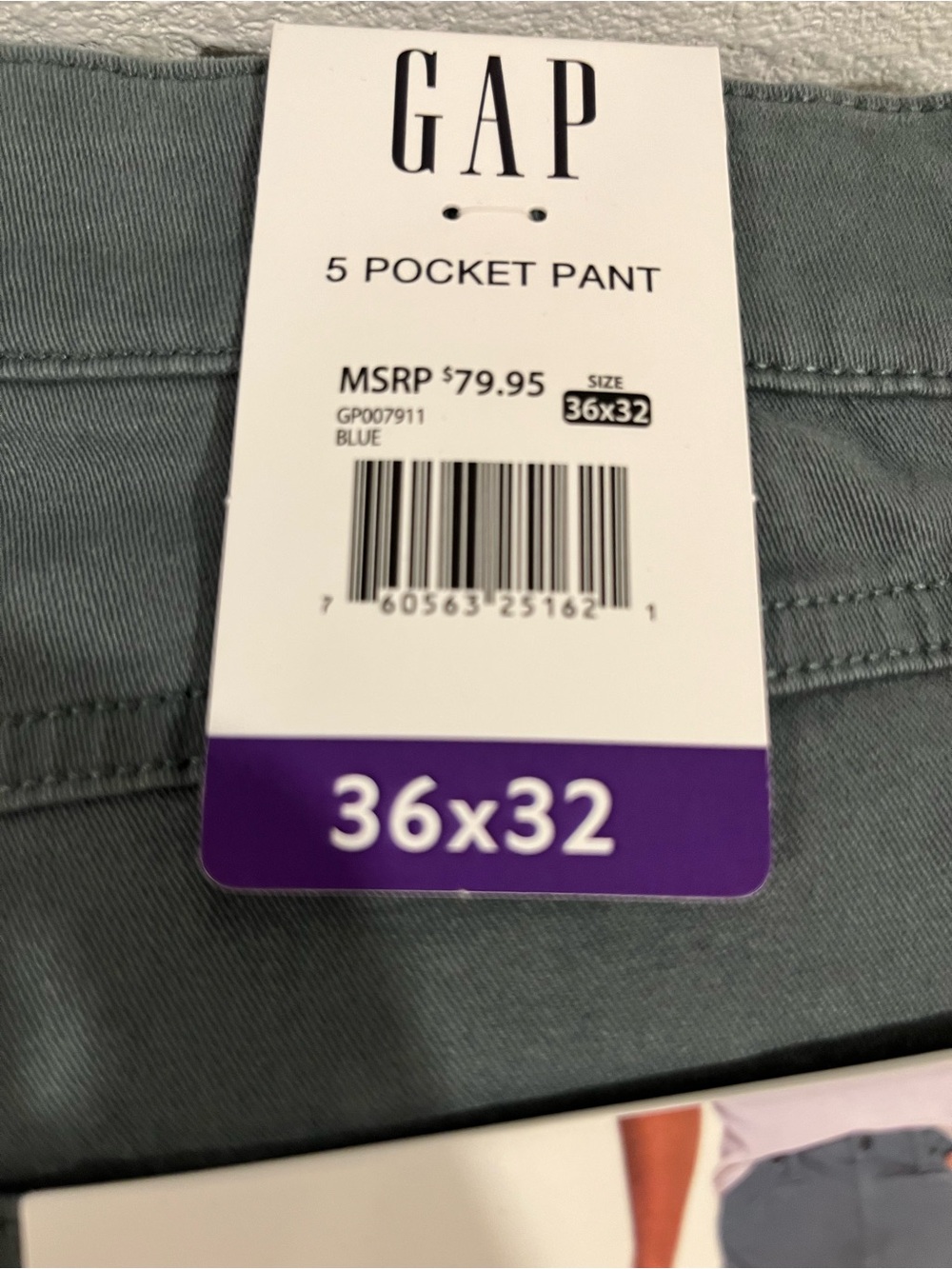 GAP Men’s 5-Pocket Chino Pants - Slate Blue 36x32 Slim Fit